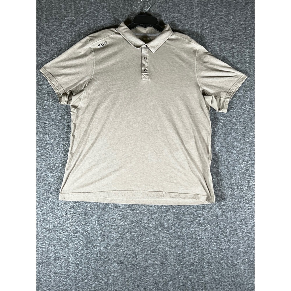 5.11 Tactical Mens 2XL‎ Tan Khaki Short Sleeve Snap Polo Shirt TLBLIN-4380